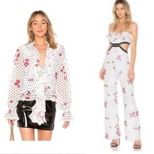 NEW- NBD - REVOLVE Maraschino Cherry Dot Romper & Blouse- Size S